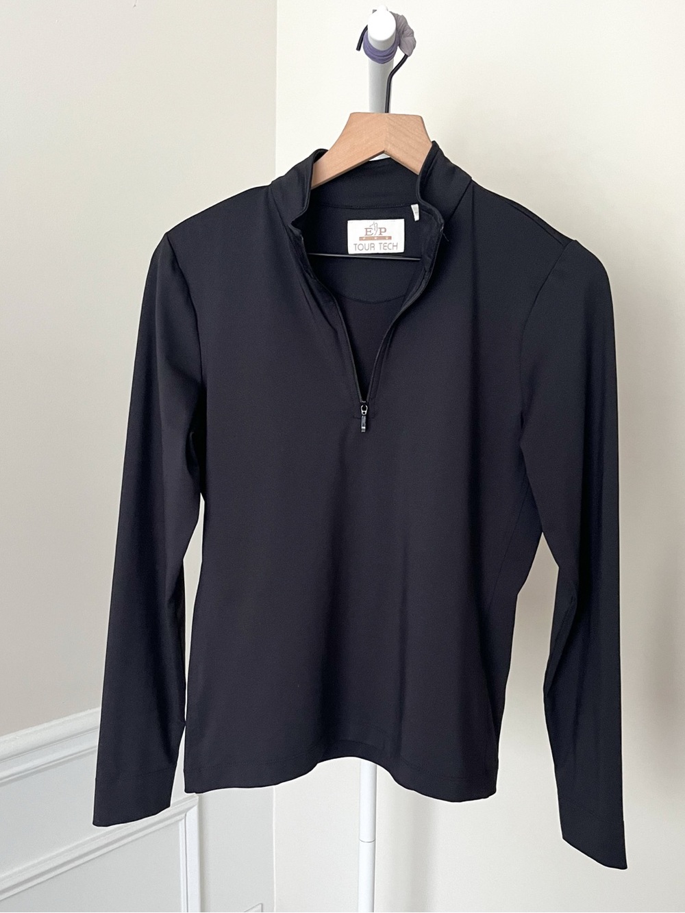 E.P. Pro Tour Tech Black 1/4 Zip Pullover Stretch Moisture Wicking Womens Small